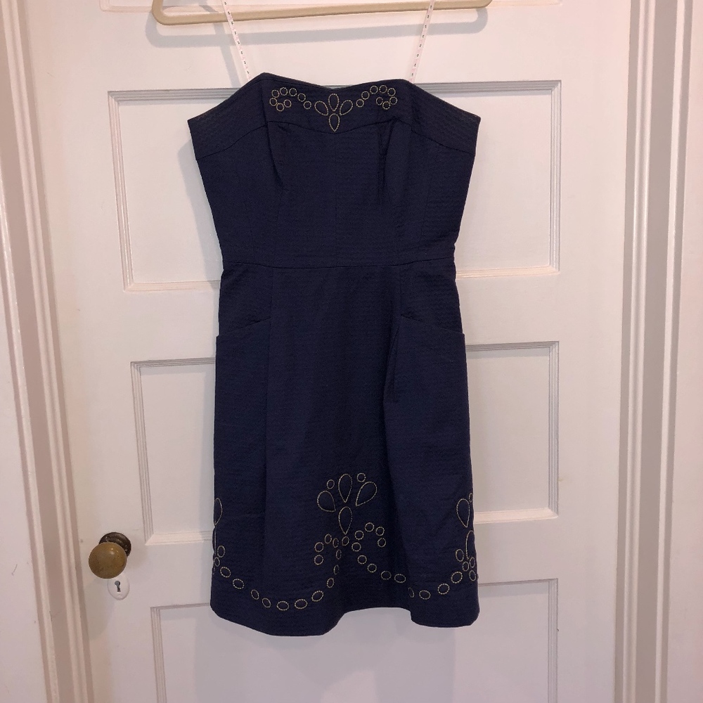 Lilly Pulitzer Strapless Navy Sundress
